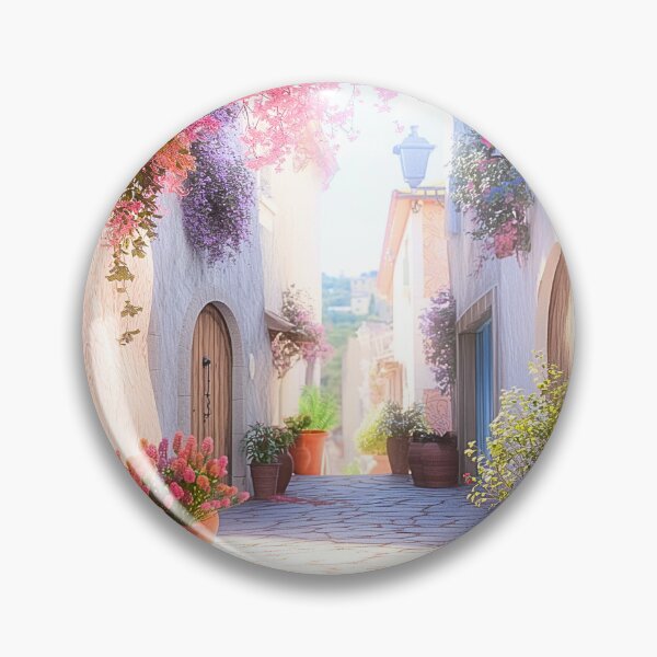 Item preview, Mediterranean Street Print | Bougainvillea Village Wall Art designed and sold by JPrintsInc.
