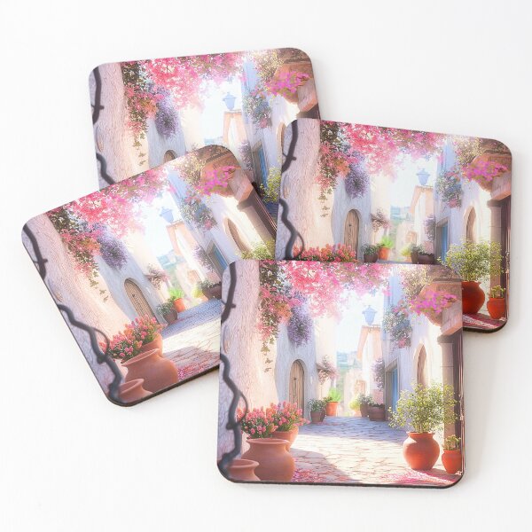 Item preview, Mediterranean Street Print | Bougainvillea Village Wall Art designed and sold by JPrintsInc.