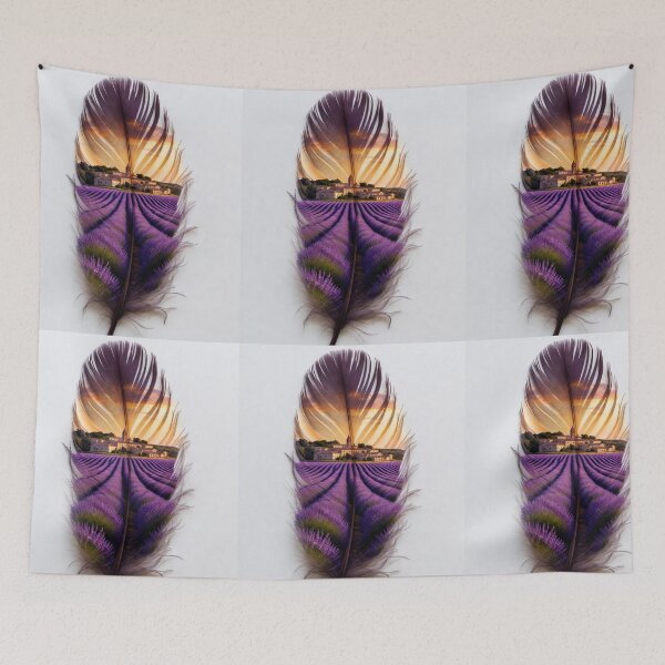 Item preview, Provence Lavender Feather Art | French Countryside Travel Illustration designed and sold by GalleryPeak.