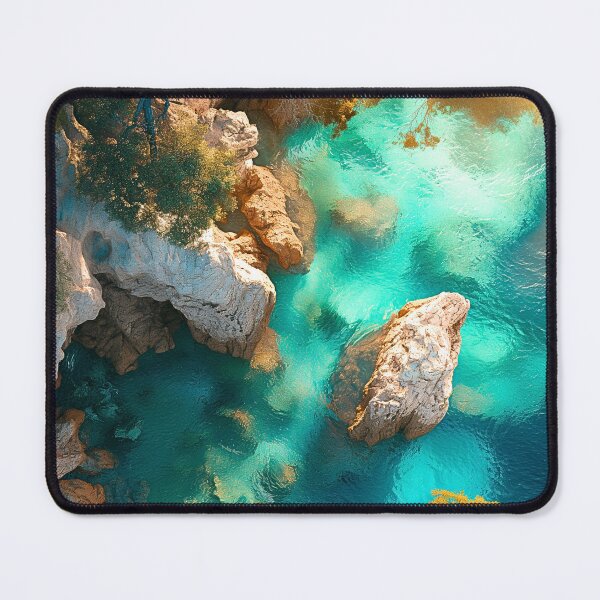 Item preview, Mediterranean Cove Print | Aerial Turquoise Water Wall Art designed and sold by JPrintsInc.