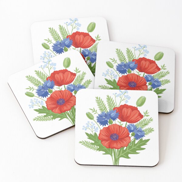 Item preview, Wildflower Bouquet Illustration with Poppies and Cornflowers designed and sold by vonalvarazs.