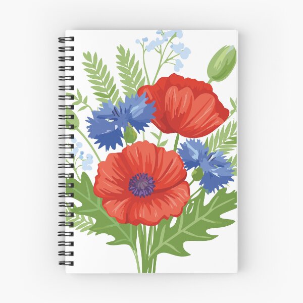 Artikelvorschau, Illustration eines Wildblumenstraußes mit Mohnblumen und Kornblumen entworfen und verkauft von vonalvarazs.