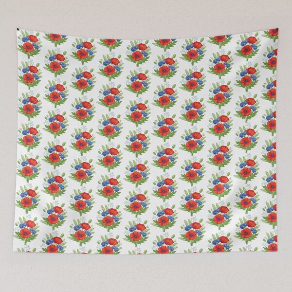 Item preview, Wildflower Bouquet Illustration with Poppies and Cornflowers designed and sold by vonalvarazs.
