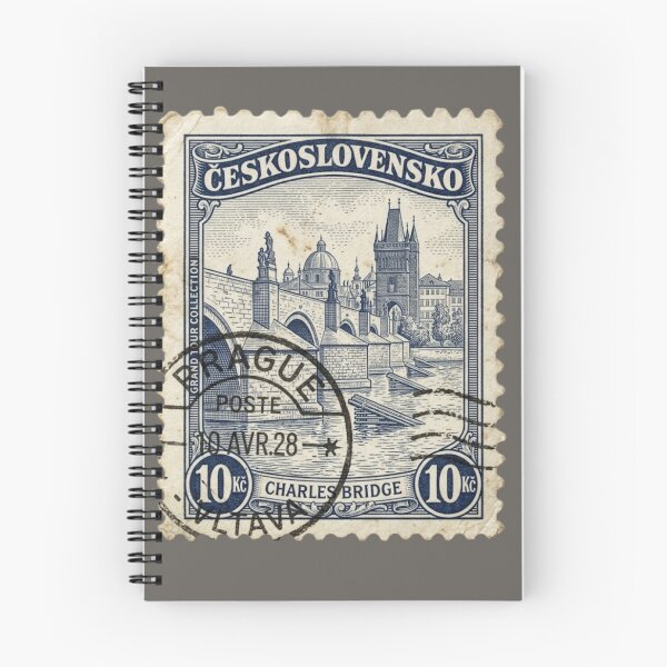 Item preview, Prague Vintage Postage Stamp Sticker | Charles Bridge Travel Art designed and sold by Neuro Muse Studio.