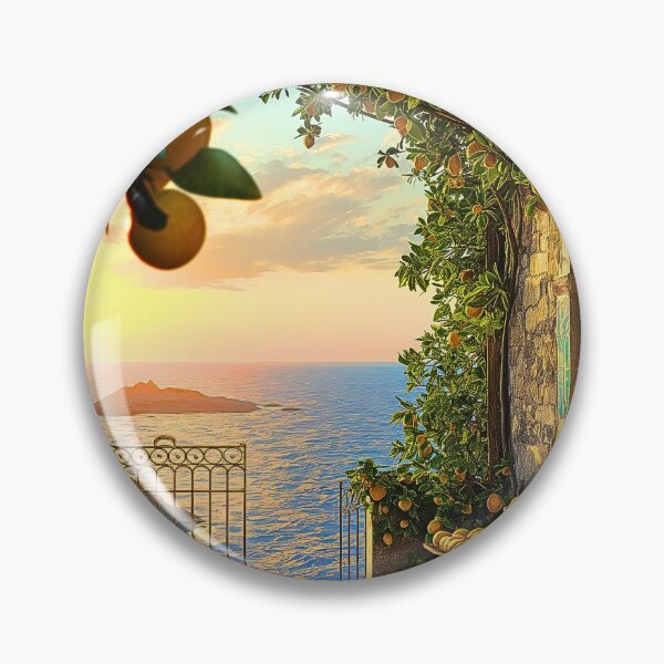 Item preview, Mediterranean Terrace Print | Lemon Tree Sunset Wall Art designed and sold by JPrintsInc.