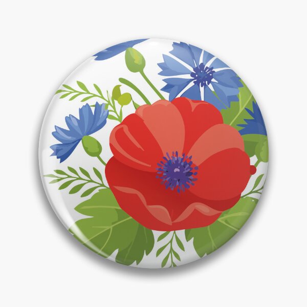 Item preview, Red Poppy Blue Cornflower Meadow Wildflower Bouquet Art designed and sold by vonalvarazs.