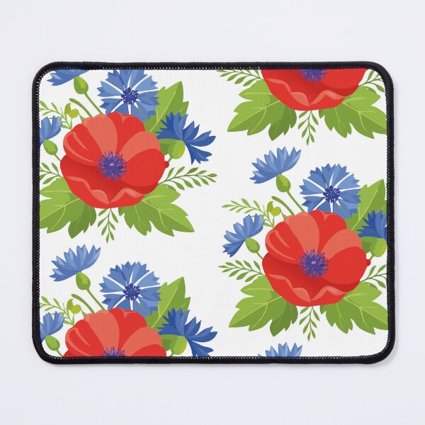 Item preview, Red Poppy Blue Cornflower Meadow Wildflower Bouquet Art designed and sold by vonalvarazs.