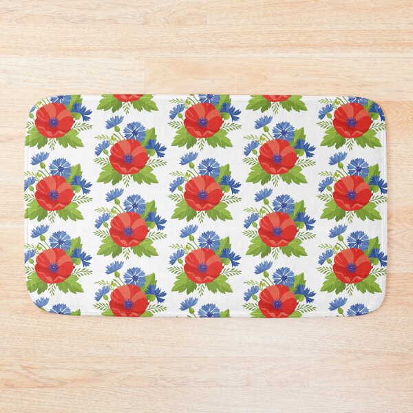 Item preview, Red Poppy Blue Cornflower Meadow Wildflower Bouquet Art designed and sold by vonalvarazs.