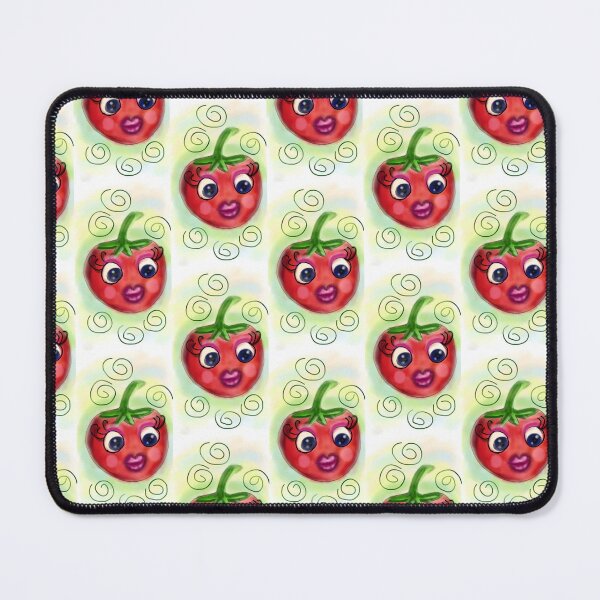 Item preview, Cute funny aesthetic minimalist vintage lady cherry red tomato cartoon face with makeup on and doodle background designed and sold by Shukasya-Arts.
