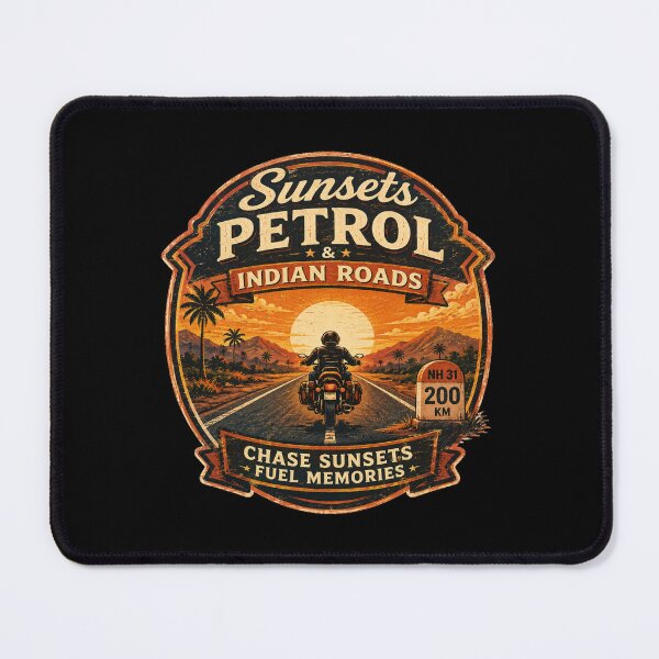Item preview, Sunsets Petrol & Indian Roads Motorcycle Shirt | Vintage Biker Adventure Design | Chase Sunsets Fuel Memories designed and sold by Globalcitytees.
