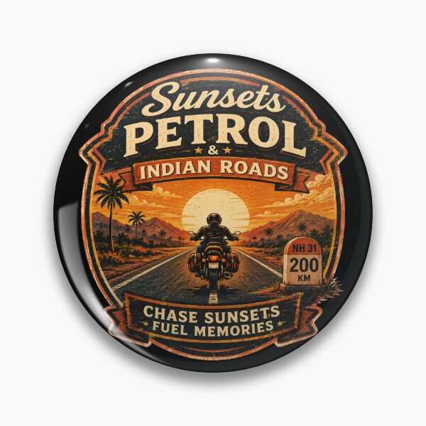 Item preview, Sunsets Petrol & Indian Roads Motorcycle Shirt | Vintage Biker Adventure Design | Chase Sunsets Fuel Memories designed and sold by Globalcitytees.