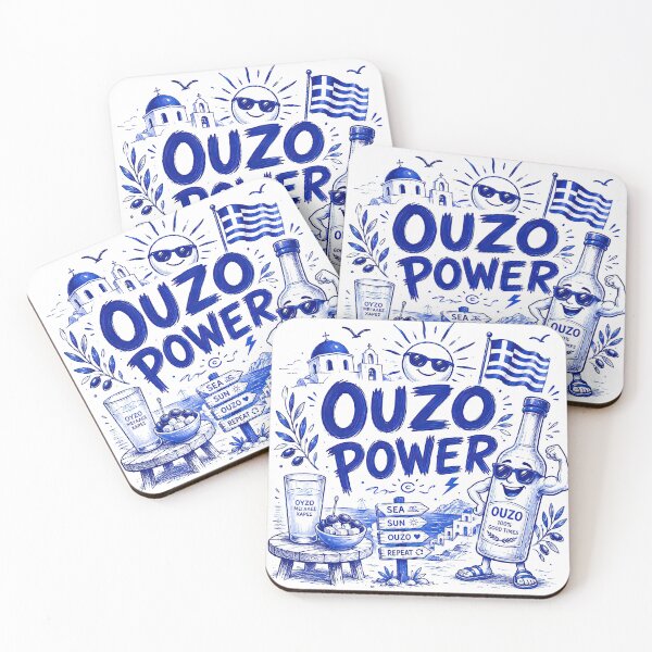 Item preview, Ouzo Power - Funny Greek Island Vacation Blue Sketch Art designed and sold by angelisart.
