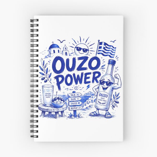 Item preview, Ouzo Power - Funny Greek Island Vacation Blue Sketch Art designed and sold by angelisart.