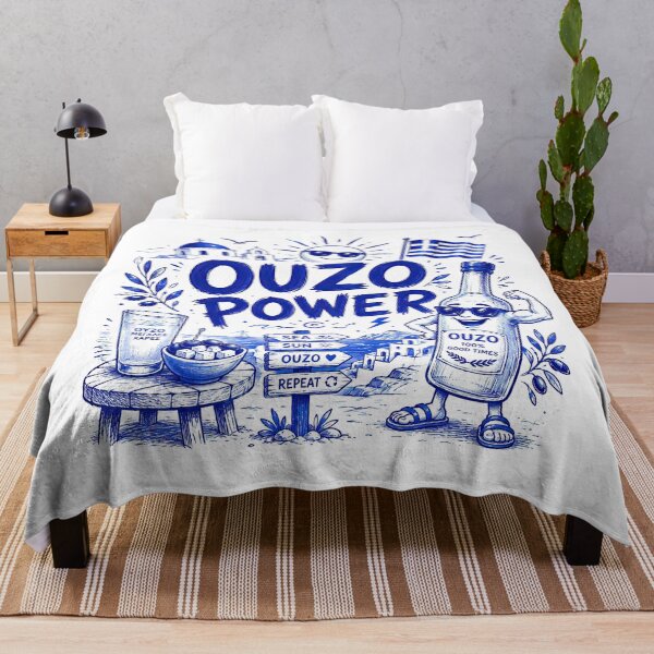 Item preview, Ouzo Power - Funny Greek Island Vacation Blue Sketch Art designed and sold by angelisart.