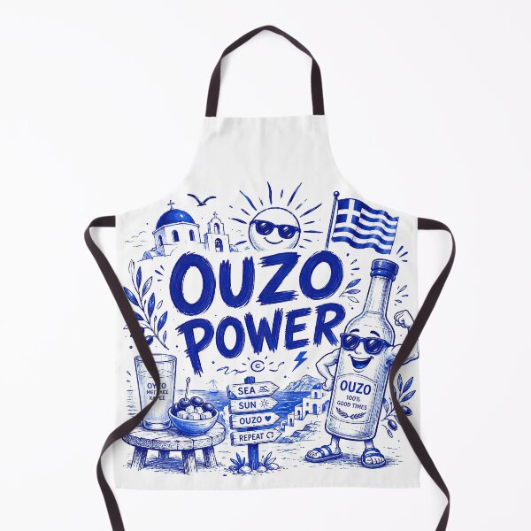 Item preview, Ouzo Power - Funny Greek Island Vacation Blue Sketch Art designed and sold by angelisart.