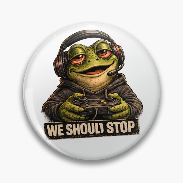 Item preview, We Should Stop Funny Gamer Frog Meme designed and sold by DryHumorPrints.