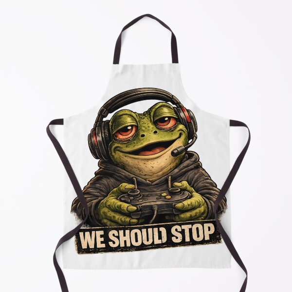 Item preview, We Should Stop Funny Gamer Frog Meme designed and sold by DryHumorPrints.