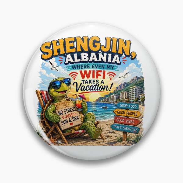Item preview, Shëngjin Albania – Where Even My WiFi Takes a Vacation! | Funny Beach Travel T-Shirt designed and sold by Sushikidsntod.