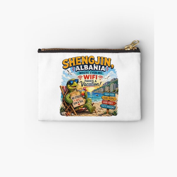 Item preview, Shëngjin Albania – Where Even My WiFi Takes a Vacation! | Funny Beach Travel T-Shirt designed and sold by Sushikidsntod.