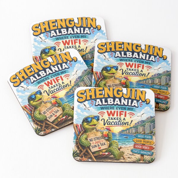 Artikelvorschau, Shëngjin Albania – Where Even My WiFi Takes a Vacation! | Funny Beach Travel T-Shirt entworfen und verkauft von Sushikidsntoddlers.