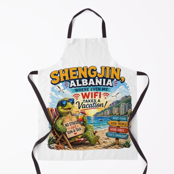 Item preview, Shëngjin Albania – Where Even My WiFi Takes a Vacation! | Funny Beach Travel T-Shirt designed and sold by Sushikidsntod.