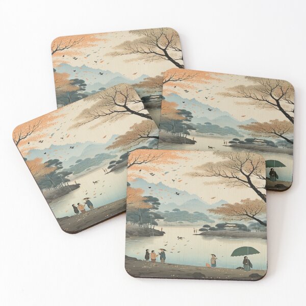 Item preview, Traditional Japanese Illustration - People on a Rainy Day designed and sold by DaisukiTokyo.