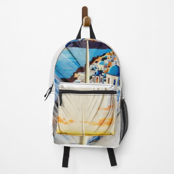 Item preview, Santorini Feather Art | Greek Island Sunset Travel Illustration designed and sold by GalleryPeak.
