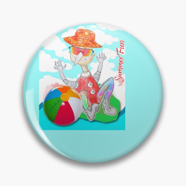 Item preview, Summer Fun Playing Wood PINOCCHIO with Beach Ball (Original Drawing by ACCI) designed and sold by VanyssaGraphics.