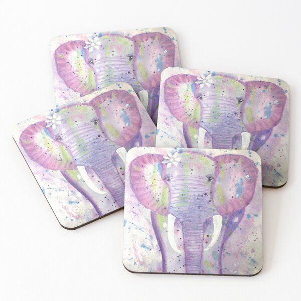 Item preview, Purple Elephant In Mixed Media With Green And Blue Splatters designed and sold by Kimmieannst66.