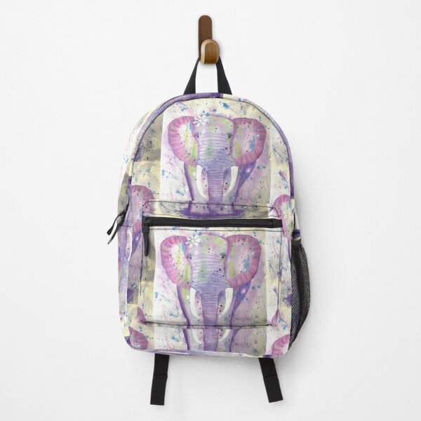Item preview, Purple Elephant In Mixed Media With Green And Blue Splatters designed and sold by Kimberly Sells Studio.