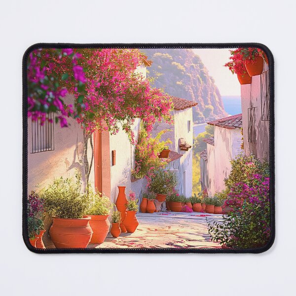 Item preview, Mediterranean Village Print | Bougainvillea Street Wall Art designed and sold by JPrintsInc.