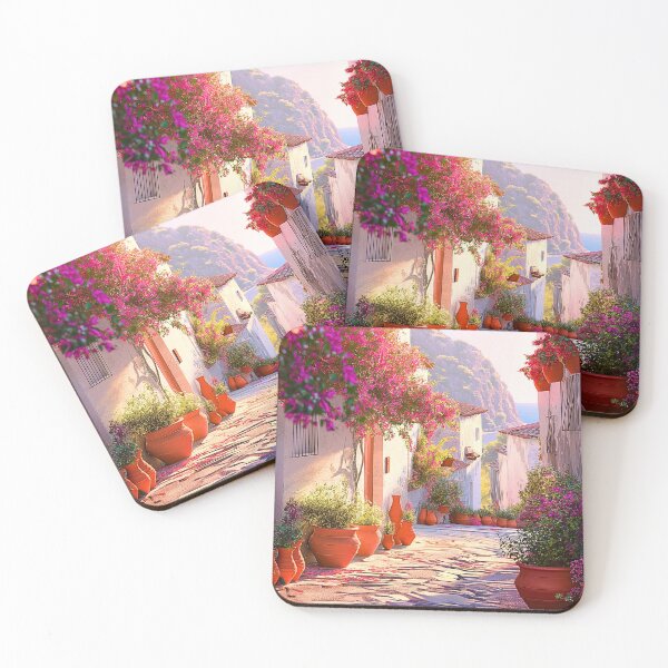 Item preview, Mediterranean Village Print | Bougainvillea Street Wall Art designed and sold by JPrintsInc.
