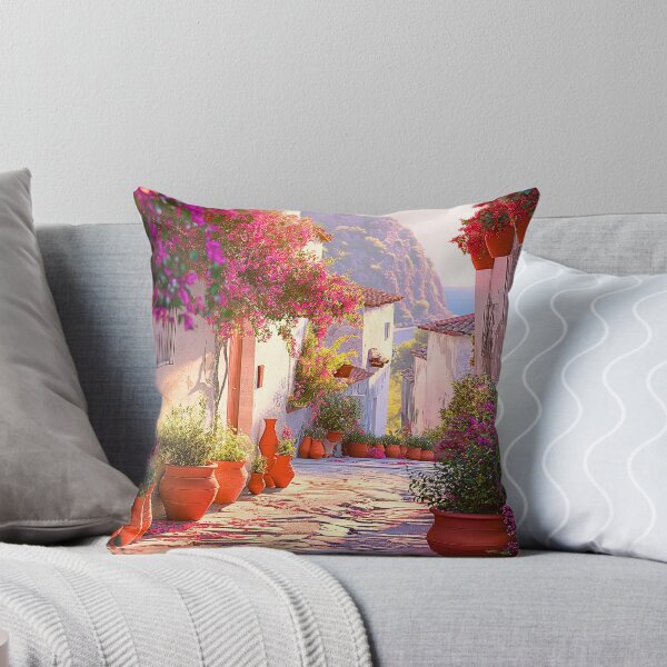 Item preview, Mediterranean Village Print | Bougainvillea Street Wall Art designed and sold by JPrintsInc.