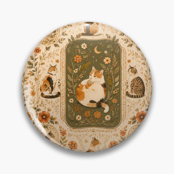 Item preview,  Vintage Floral Cat Scarf – Cottagecore Celestial Botanical Multi Cat Moon Folk Art Elegant Neck Scarf designed and sold by IconicDesignsXd.