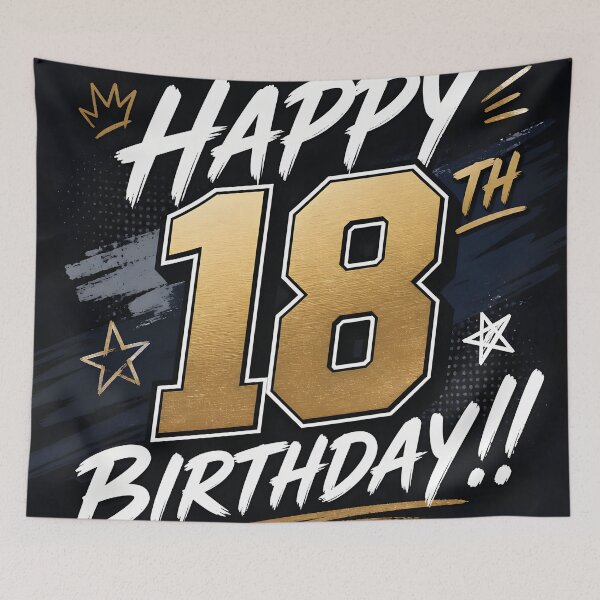 Item preview, Gold 18th Birthday Typography Design designed and sold by Clockwork and Bloom.