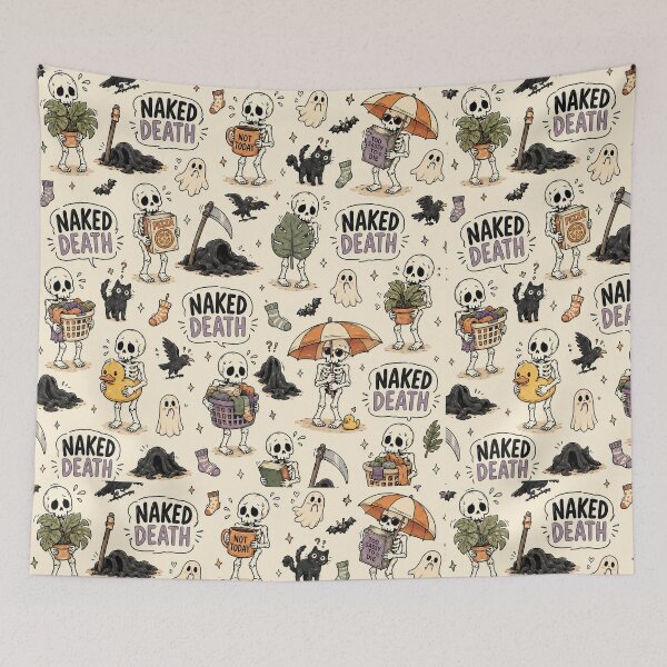 Item preview, Naked Death Funny Grim Reaper – Awkward Skeleton Cartoon Pattern designed and sold by OpenDreamArts.