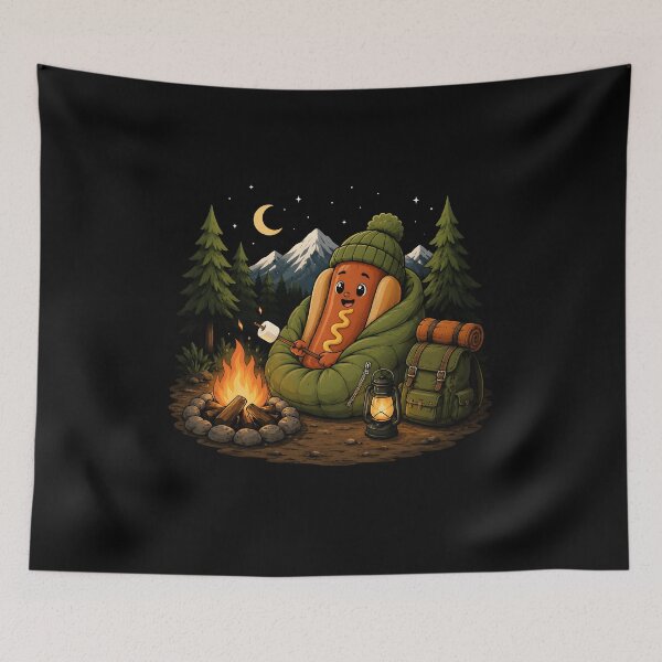 Item preview, Camping Dog Funny Camping Hotdog designed and sold by zoes-ink.