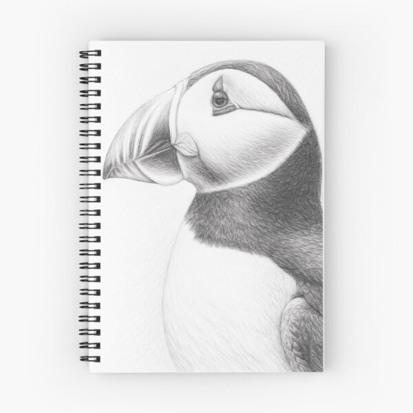 Item preview, Atlantic Puffin Black and White Pencil Portrait Art Print | Realistic Wildlife Sketch Wall Decor designed and sold by Leon Woods Pencil Art.