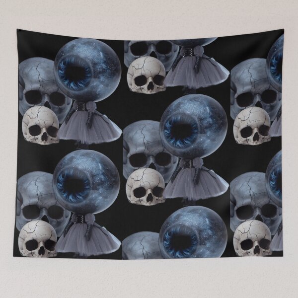 Item preview, Cosmic Cyclops Eye Doll with Gothic Skulls designed and sold by LujziWorld.