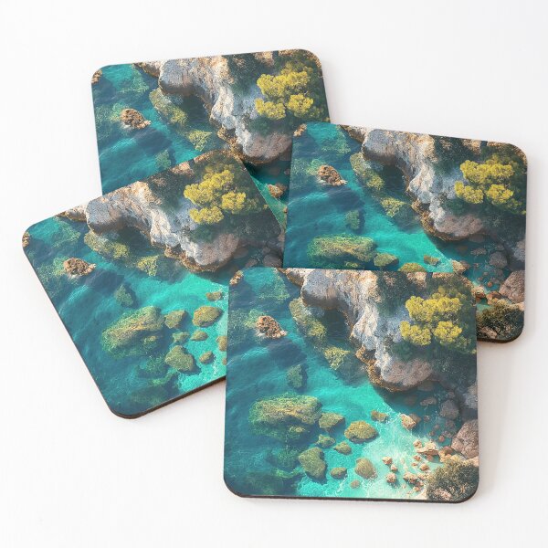 Item preview, Mediterranean Cove Print | Aerial Turquoise Coast Wall Art designed and sold by JPrintsInc.