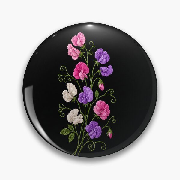 Item preview, Sweet Pea Flowers Embroidery designed and sold by ColorSplash123.