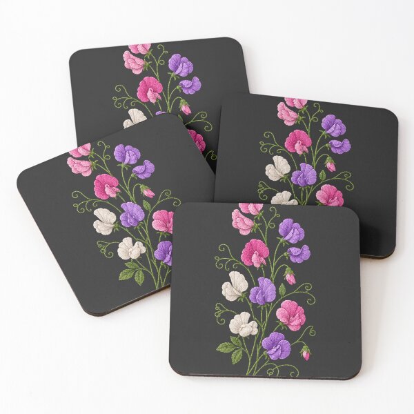 Item preview, Sweet Pea Flowers Embroidery designed and sold by ColorSplash123.