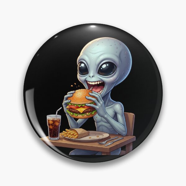Item preview, Funny Grey Alien Eating Cheeseburger Fast Food designed and sold by Sunkhung.