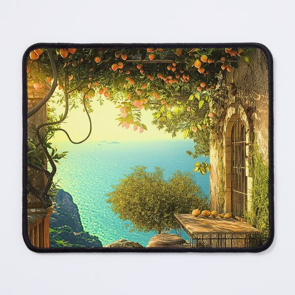 Item preview, Lemon Terrace Print | Mediterranean Sea View Wall Art designed and sold by JPrintsInc.