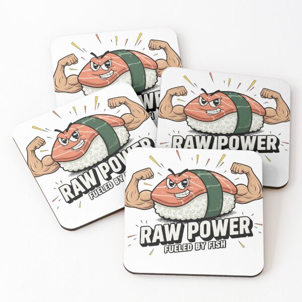 Item preview, Raw Power Fueled By Fish Funny Gym Sushi Muscular Salmon designed and sold by InkRebelprint.