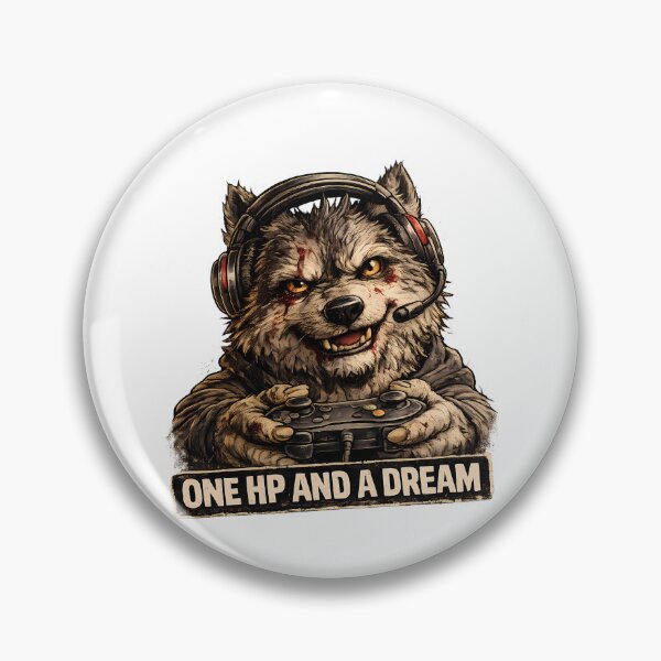 Item preview, One HP And A Dream Funny Gamer Wolf Meme designed and sold by DryHumorPrints.