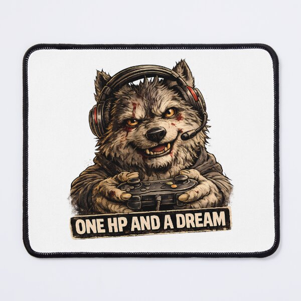 Item preview, One HP And A Dream Funny Gamer Wolf Meme designed and sold by DryHumorPrints.