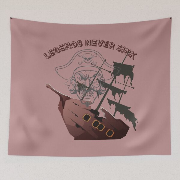 Item preview, Legends Never Sink Pirate Skull Ship - Vintage Pirate Graphic. designed and sold by LunaPrintCo.
