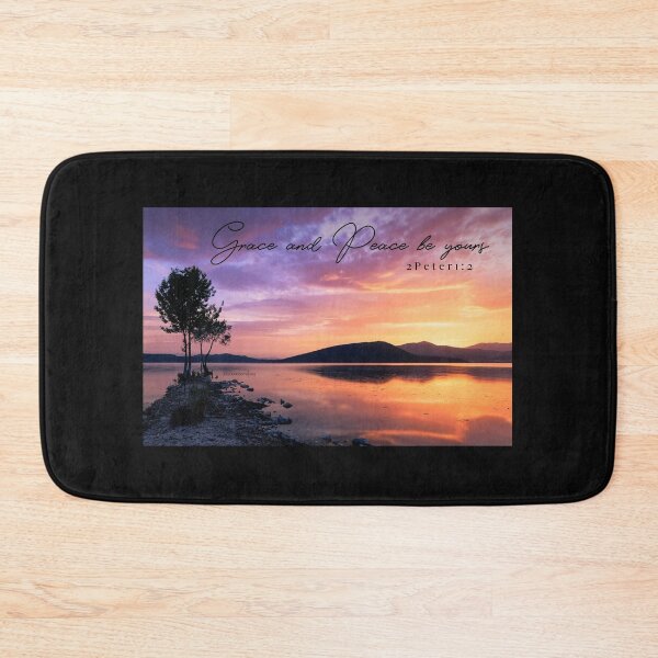 Item preview, Grace and peace be yours through the knowledge of God and of Jesus our Lord peaceful sunset Trust in Him be still and know Calm reflections scene - 2 Peter 1:2 designed and sold by FTLOG.