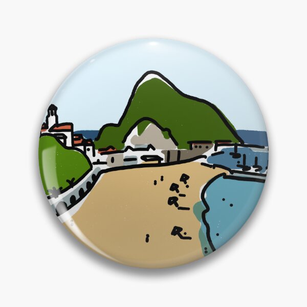Artikelvorschau, Baskenland | Illustration vom Strand von Guetaria entworfen und verkauft von Covo Studio.